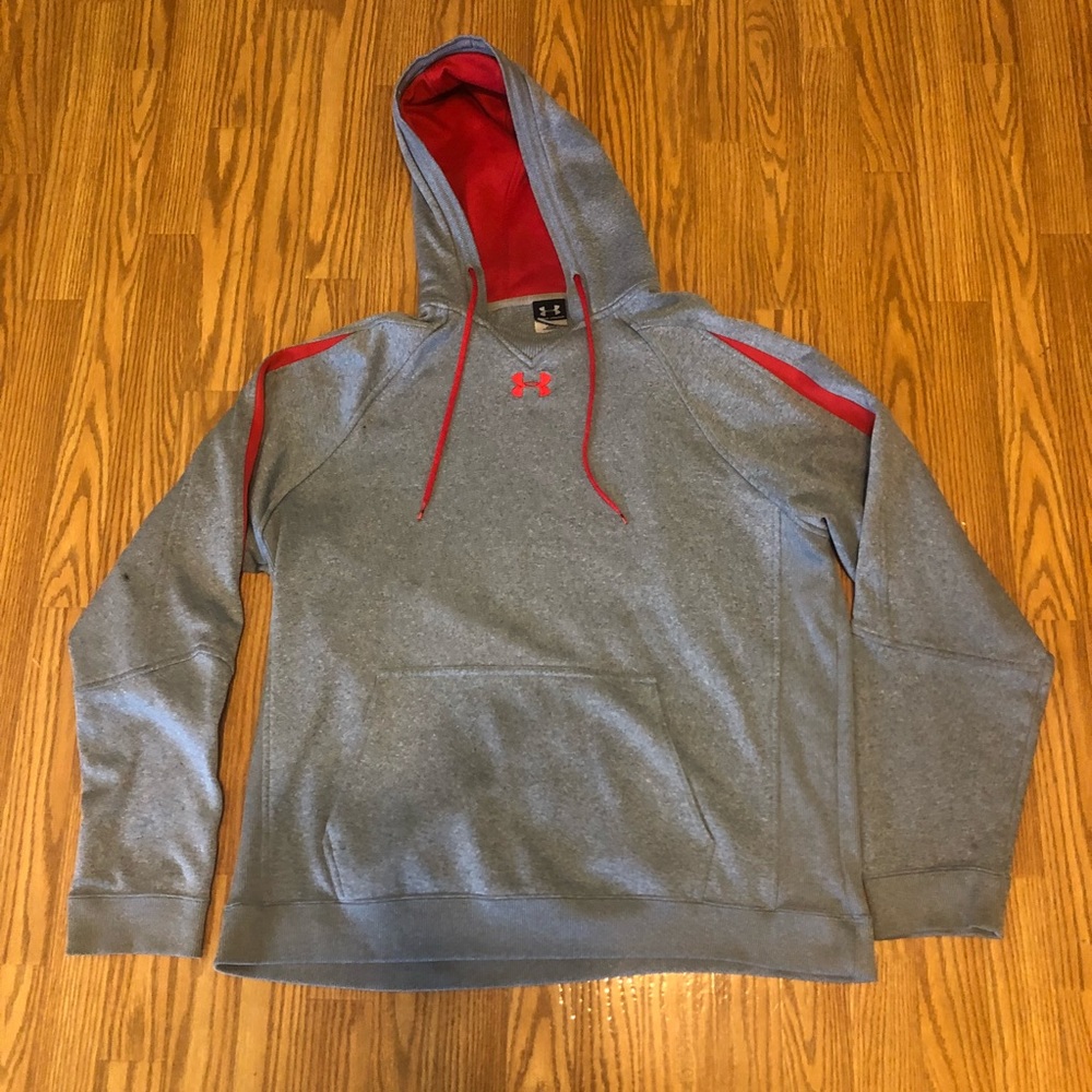 Men’s Gray and Red Under Armour Athletic Hoodie